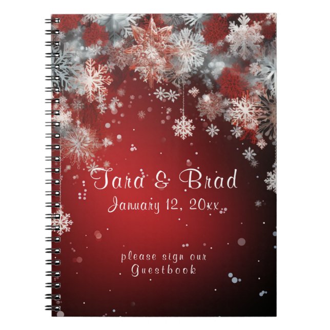 Beautiful Red Winter Wedding Guest Book (Front)