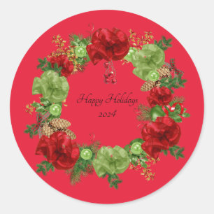 beautiful red wreath happy holidays sticker