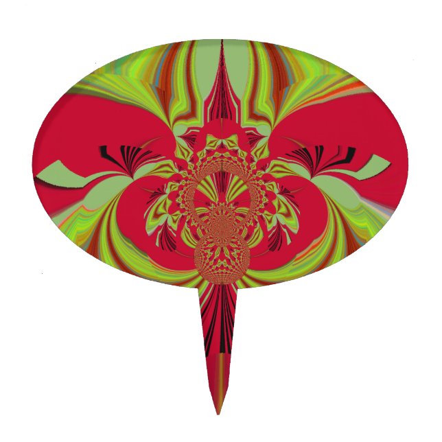 Beautiful red yellow design. Inspiration vector co Cake Topper (Front)