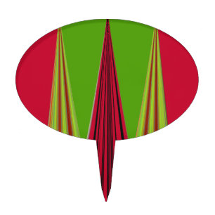 Beautiful red yellow green fractal art design cake topper