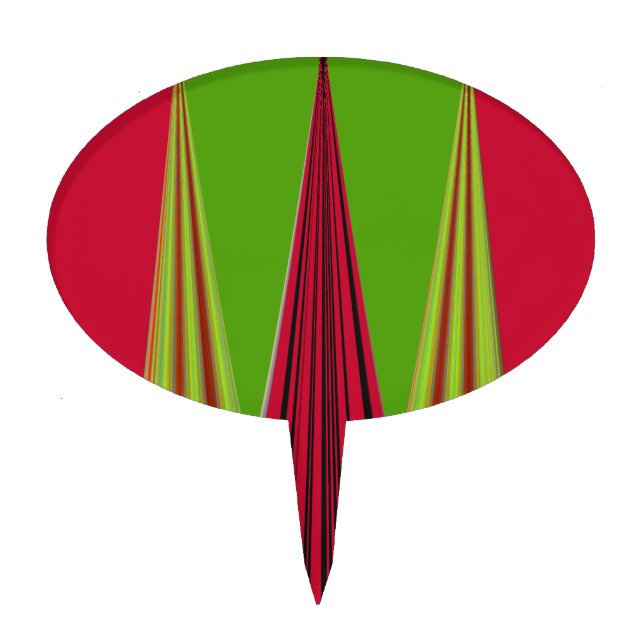 Beautiful red yellow green fractal art design      cake topper (Front)