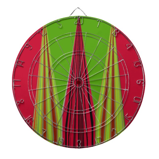 Beautiful red yellow green fractal art design      dart board (Front)