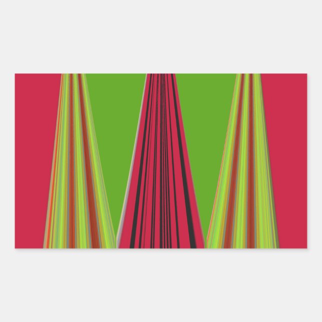 Beautiful red yellow green fractal art design      rectangular sticker (Front)