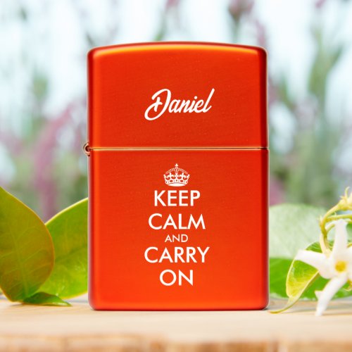 Beautiful red Zippo Lighter Keep calm and carry on