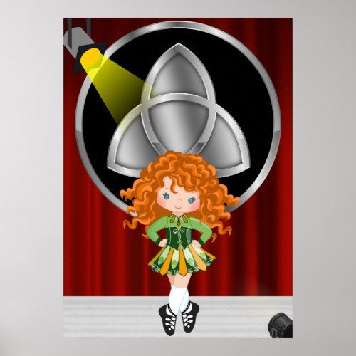 Beautiful Redhead Irish Dancer Performing Celtic Poster