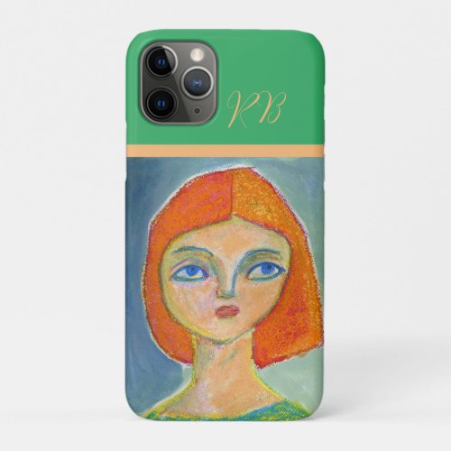 Beautiful redhead woman cute whimsical modern iPhone 11 pro case