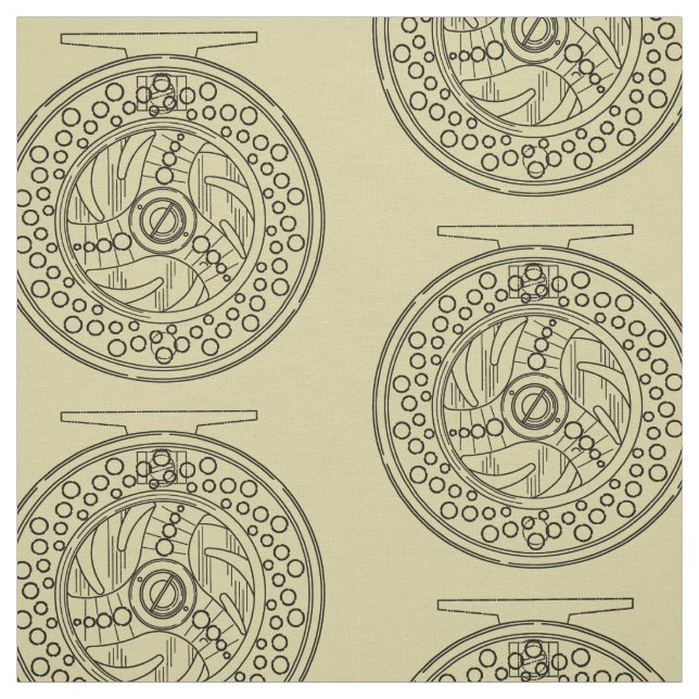 Beautiful Reel Art for Fly Fishing Fabric (Swatch)