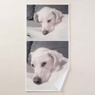 Beautiful Regal White Labrador Mix Dog Gray Bath T Bath Towel