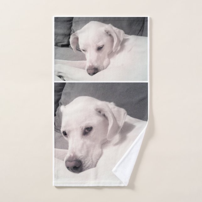 Beautiful Regal White Labrador Mix Dog Gray Hand T Hand Towel (Hand Towel)
