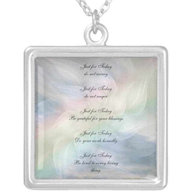 Beautiful Reiki Principles design Silver Plated Necklace (Front)