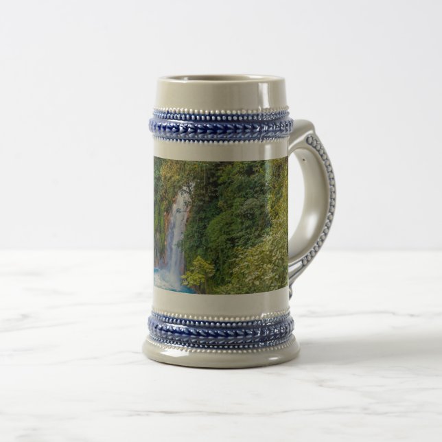 Beautiful Relaxing Blue Unique Waterfall in Jungle Beer Stein (Front Right)