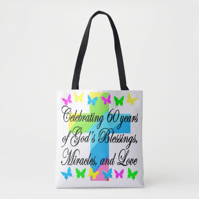 BEAUTIFUL RELIGIOUS 60TH BIRTHDAY TOTE BAG (Front)