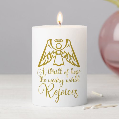 Beautiful Religious Christmas Angel Rejoice Pillar Candle