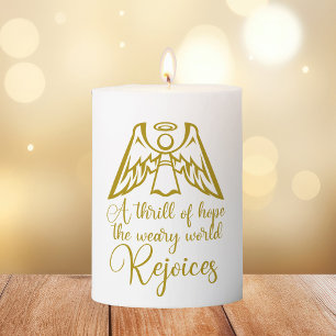 Beautiful Religious Christmas Angel Rejoice Pillar Candle