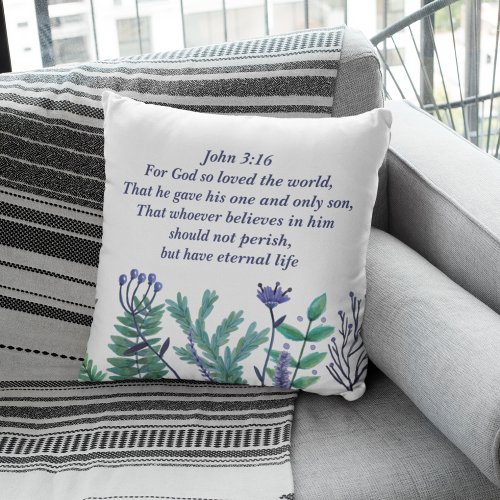 Beautiful Religious Easter Bible Verse Floral Throw Pillow