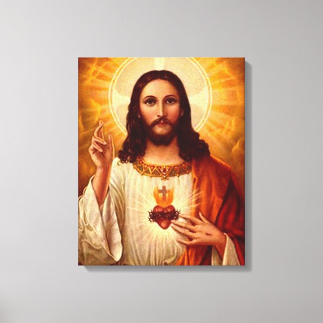 Beautiful religious Sacred Heart of Jesus image Canvas Print (Front)