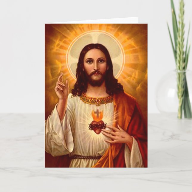 Beautiful religious Sacred Heart of Jesus image Card (Front)