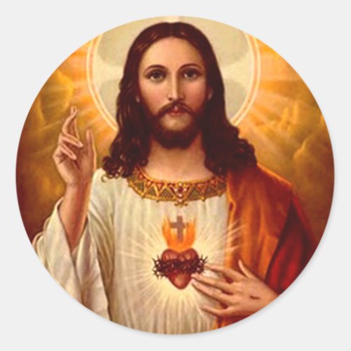 Beautiful religious Sacred Heart of Jesus image Classic Round Sticker