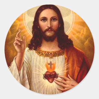 Beautiful religious Sacred Heart of Jesus image Classic Round Sticker