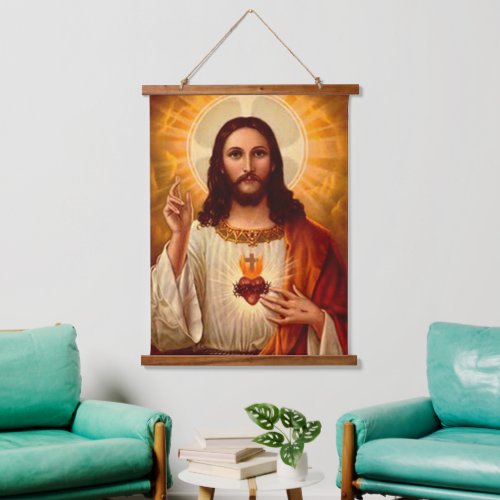 Beautiful religious Sacred Heart of Jesus image Hanging Tapestry