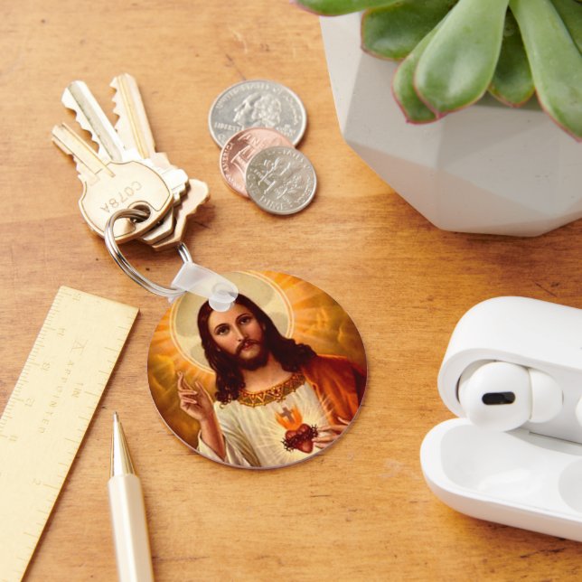 Beautiful religious Sacred Heart of Jesus image Keychain (Desk)