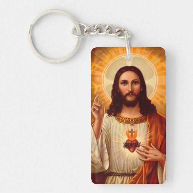 Beautiful religious Sacred Heart of Jesus image Keychain (Front)