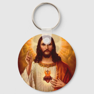 Beautiful religious Sacred Heart of Jesus image Keychain
