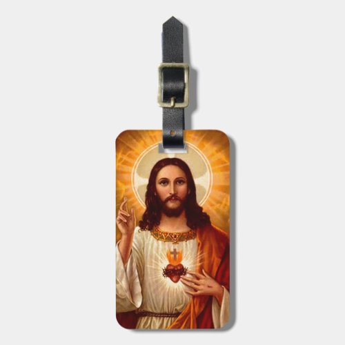 Beautiful religious Sacred Heart of Jesus image Luggage Tag