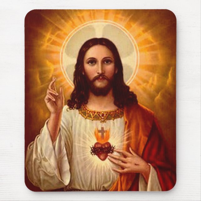 Beautiful religious Sacred Heart of Jesus image Mouse Pad (Front)
