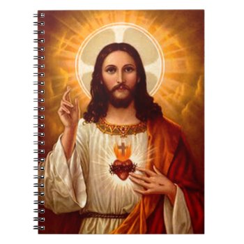 Beautiful Religious Sacred Heart Of Jesus Image Notebook by InovArtS at Zazzle