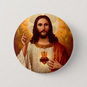Beautiful religious Sacred Heart of Jesus image Pinback Button