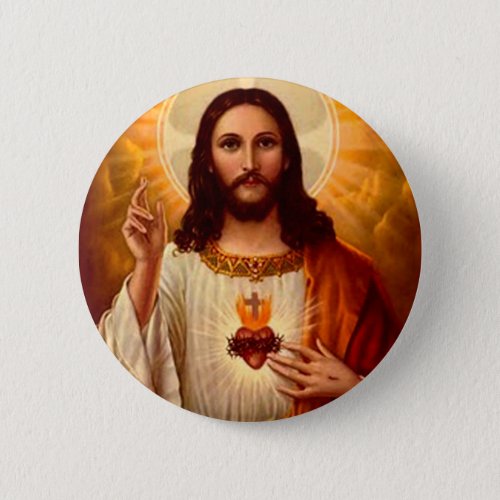 Beautiful religious Sacred Heart of Jesus image Pinback Button