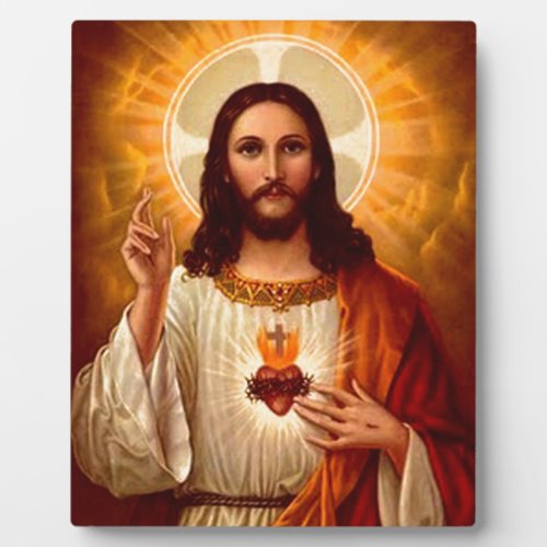 Beautiful religious Sacred Heart of Jesus image Plaque