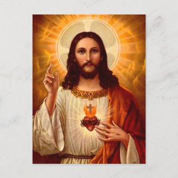 Beautiful Religious Sacred Heart Of Jesus Image Postcard by InovArtS at Zazzle