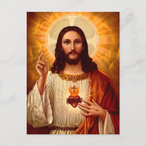 Beautiful religious Sacred Heart of Jesus image Postcard