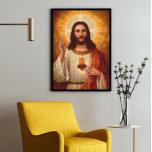 Beautiful Religious Sacred Heart Of Jesus Image Poster at Zazzle