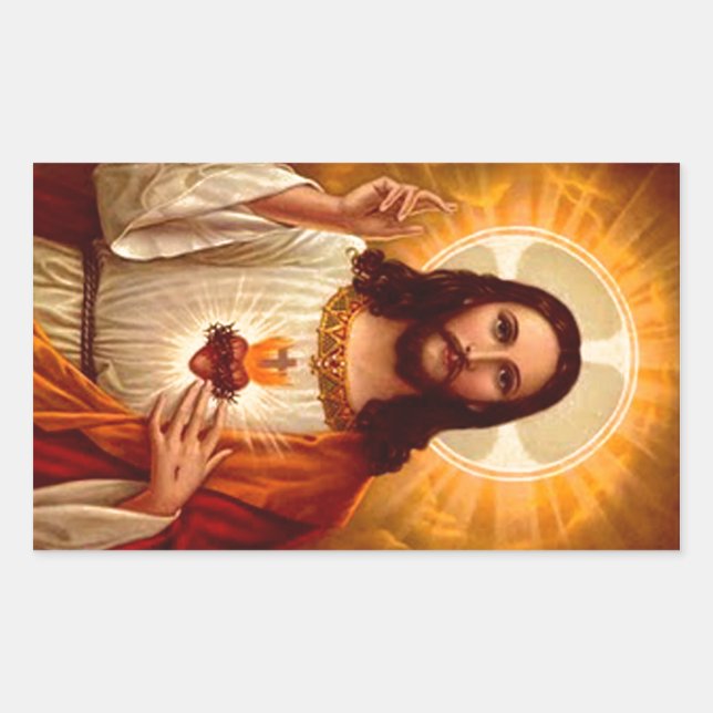 Beautiful religious Sacred Heart of Jesus image Rectangular Sticker (Front)