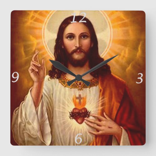 Beautiful religious Sacred Heart of Jesus image Square Wall Clock