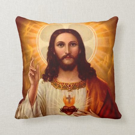Beautiful Religious Sacred Heart Of Jesus Image Throw Pillow