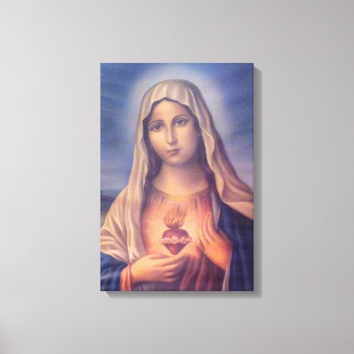 Beautiful Religious Sacred Heart of Virgin Mary Canvas Print