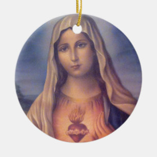 Beautiful Religious Sacred Heart of Virgin Mary Ceramic Ornament