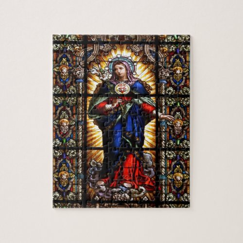 Beautiful Religious Sacred Heart of Virgin Mary Jigsaw Puzzle