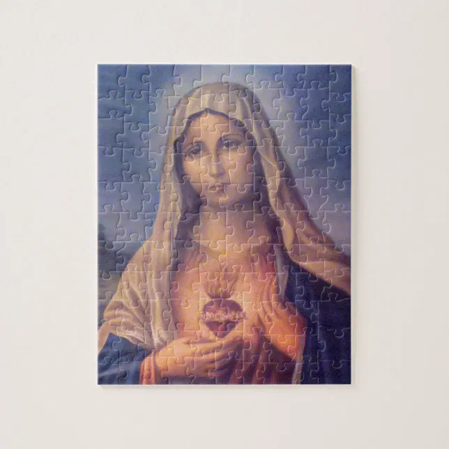 Beautiful Religious Sacred Heart of Virgin Mary Jigsaw Puzzle | Zazzle