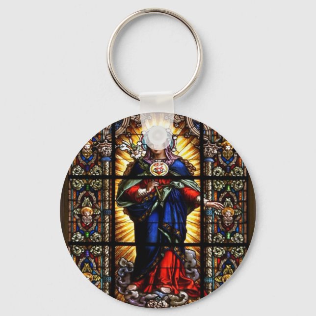 Beautiful Religious Sacred Heart of Virgin Mary Keychain (Front)