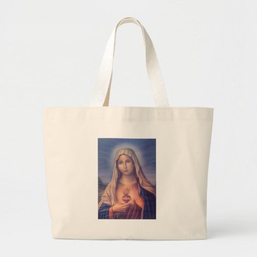 Beautiful Religious Sacred Heart of Virgin Mary Large Tote Bag