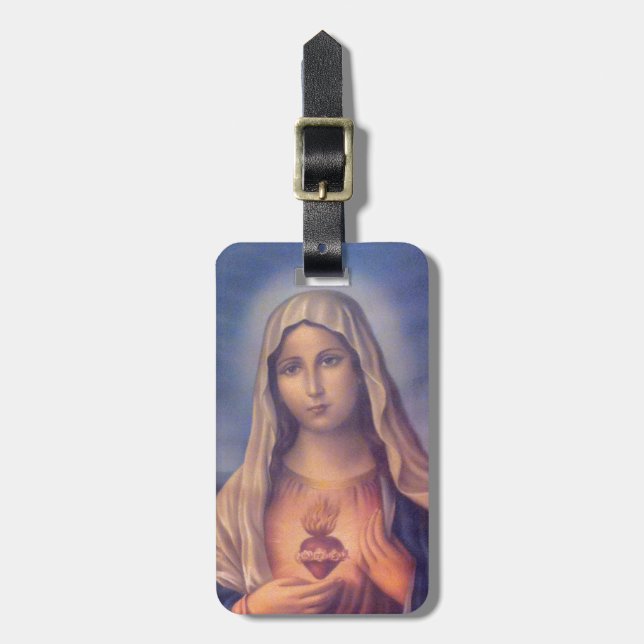 Beautiful Religious Sacred Heart of Virgin Mary Luggage Tag (Front Vertical)