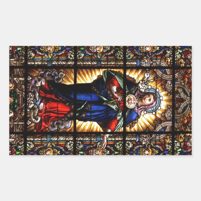 Beautiful Religious Sacred Heart of Virgin Mary Rectangular Sticker (Front)