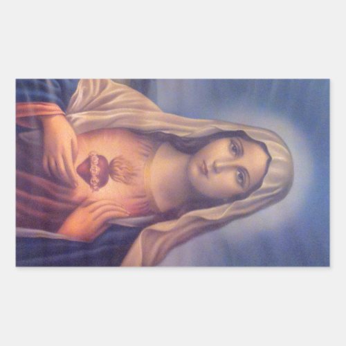 Beautiful Religious Sacred Heart of Virgin Mary Rectangular Sticker