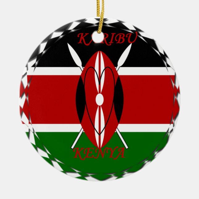 Beautiful Republic of Kenya: National Flag | Karib Ceramic Ornament (Front)
