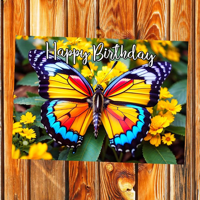 Beautiful Resting Butterfly Design Happy Birthday Card (Thumbnail)